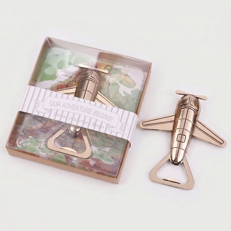 Airplane bottle opener on white background