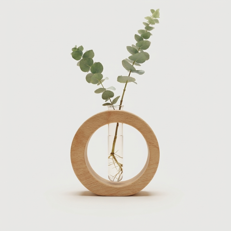 Alba wooden plant propagation vase on white background