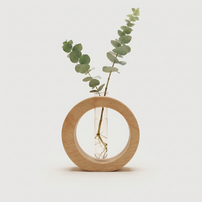 Alba wooden plant propagation vase on white background