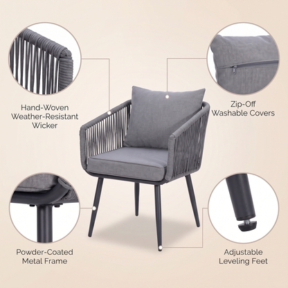 Gray armchair with features highlighted on a beige background