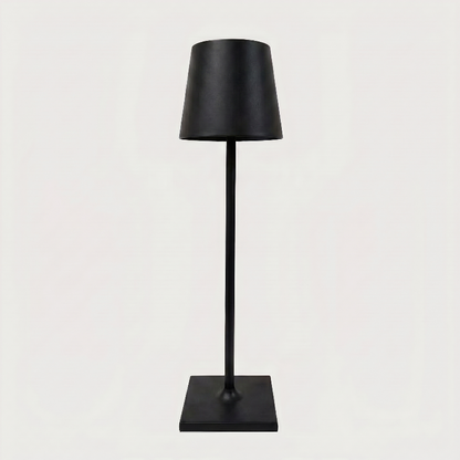 Allegra dimmable cordless table lamp in black on white background