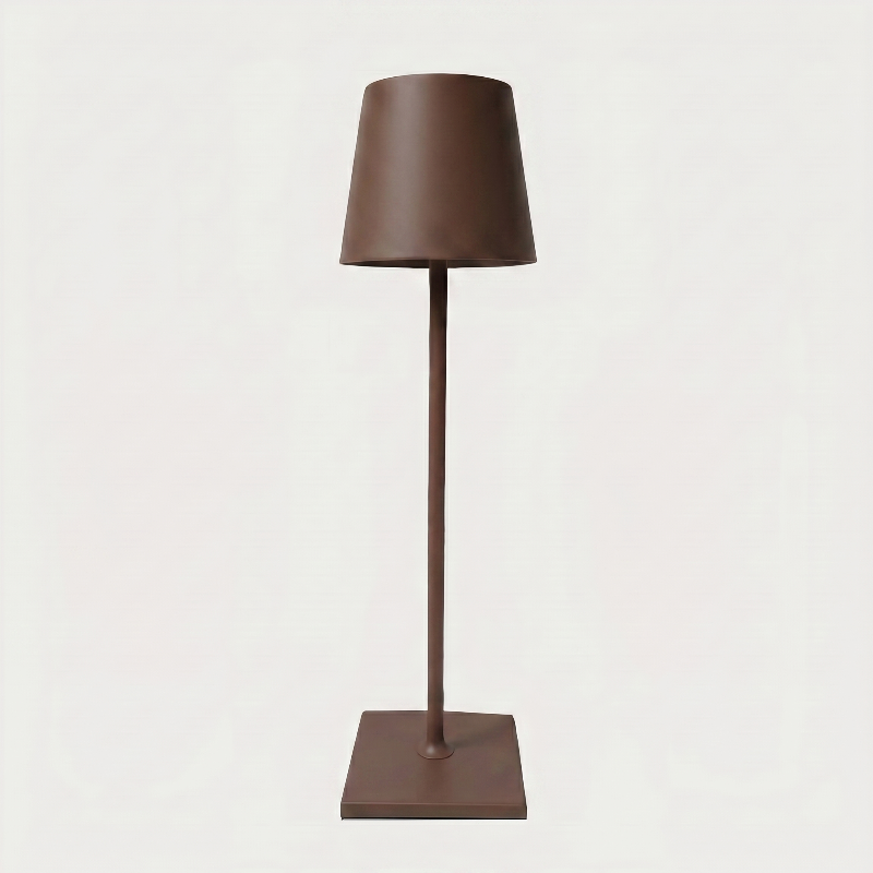 Allegra dimmable cordless table lamp in brown on white background