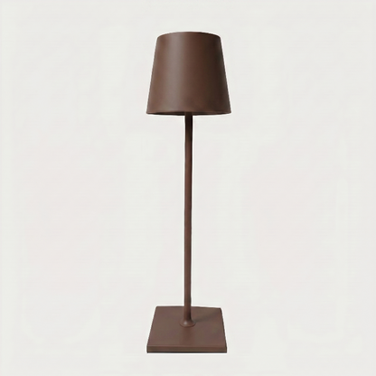 Allegra dimmable cordless table lamp in brown on white background