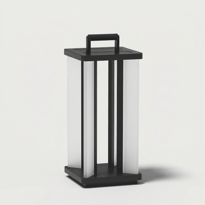 Architectural outdoor solar lantern on white background