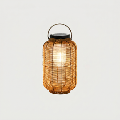 Woven Rattan Solar Floor Lanterns