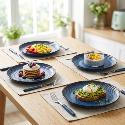 Blue Ceramic 4-Piece Dish Set