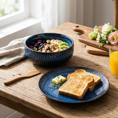 Blue Ceramic 4-Piece Dish Set