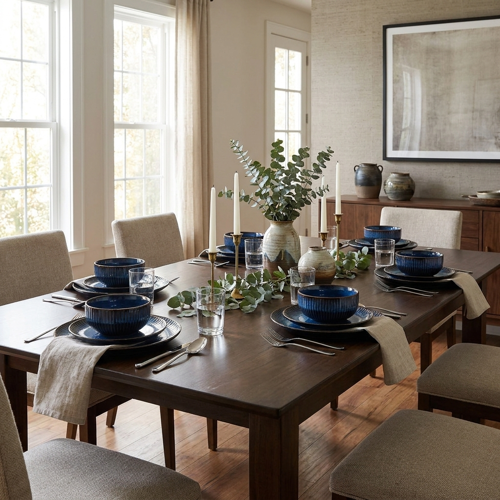 Blue Ceramic 4-Piece Dish Set