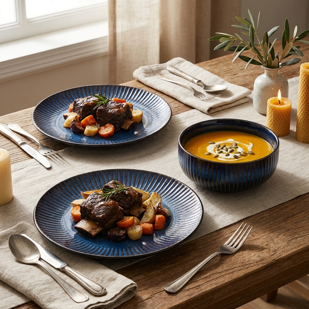 Blue Ceramic 4-Piece Dish Set