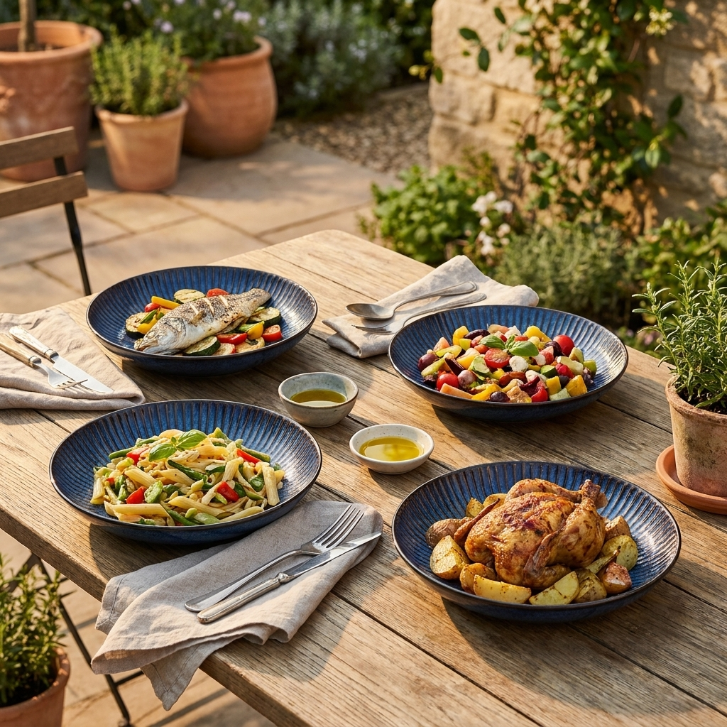 Blue Ceramic 4-Piece Dish Set