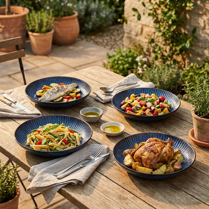 Blue Ceramic 4-Piece Dish Set