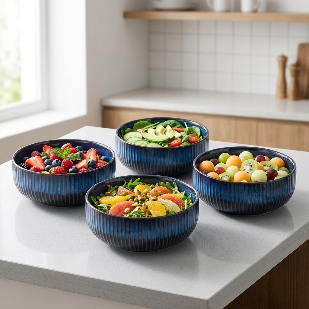 Blue Ceramic 4-Piece Dish Set