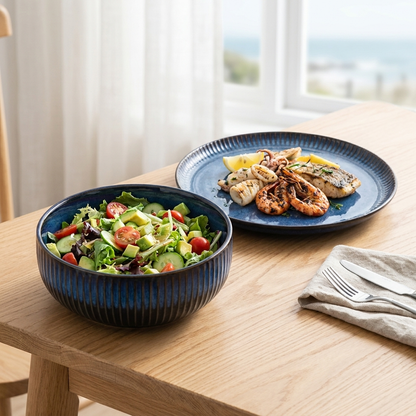Blue Ceramic 4-Piece Dish Set