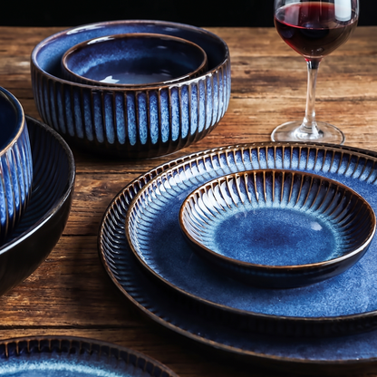 Blue Ceramic 4-Piece Dish Set