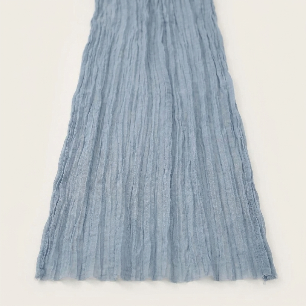 Dusty blue lightweight gauze table runner, Kiyo Home 71-inch table runner