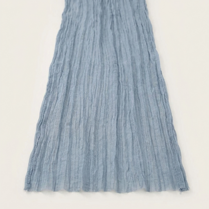 Dusty blue lightweight gauze table runner, Kiyo Home 71-inch table runner