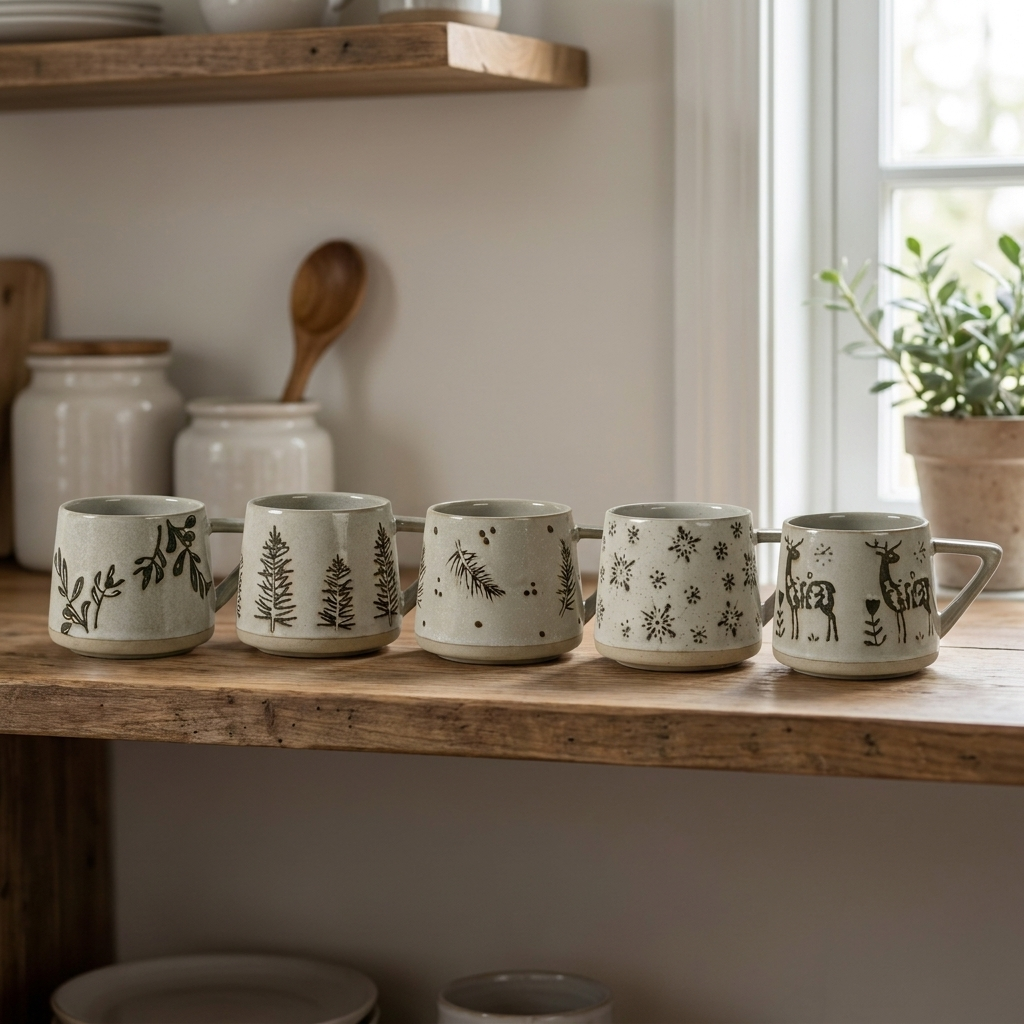 Botanical Ceramic Coffee Mugs