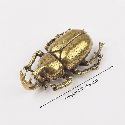 Brass scarab beetle ornament dimensions, 2.3 in / 5.9 cm long, Kiyo Home