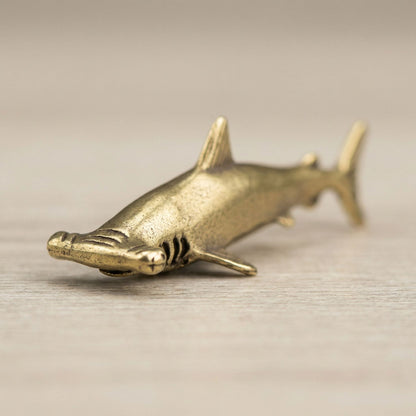 Brass hammerhead shark smooth finish detail