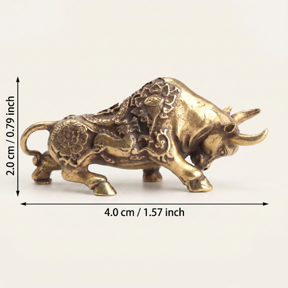 Brass lucky bullfighting figurine dimensions graphic on white background