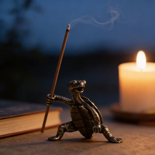 Brass turtle incense burner with retro design