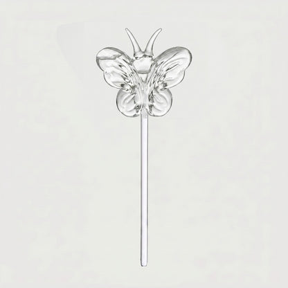 Butterfly self-watering glass plant vessel on white background