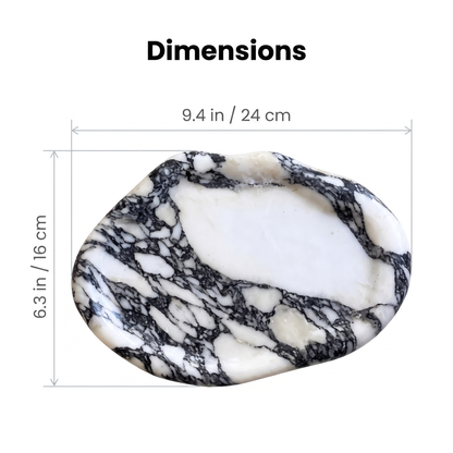 Calacatta marble tray dimensions, 9.4 x 6.3 inches / 24 x 16 cm, Kiyo Home