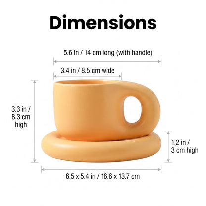 Ceramic Pastel Mug and Saucer