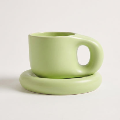 Ceramic Pastel Mug and Saucer