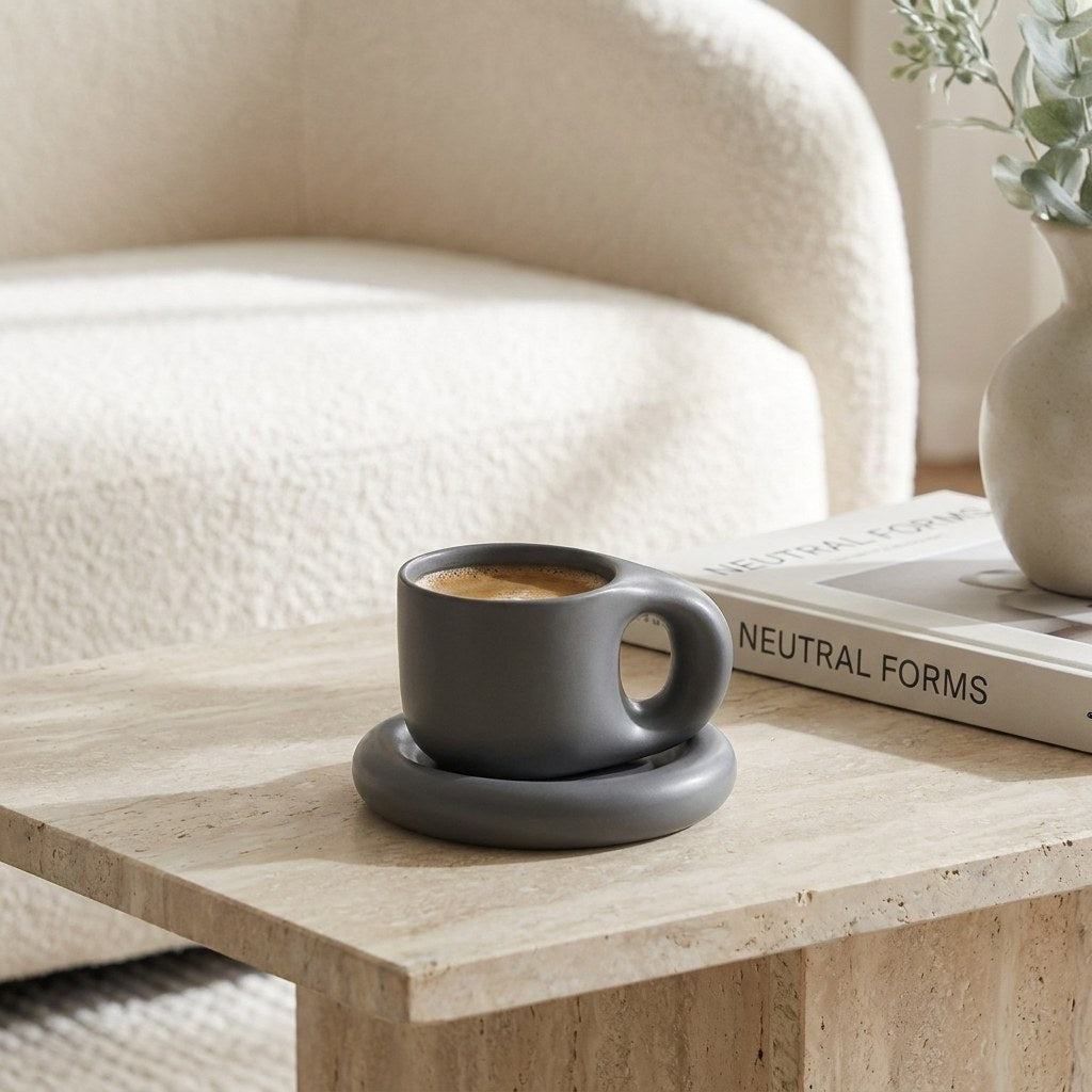Ceramic Pastel Mug and Saucer