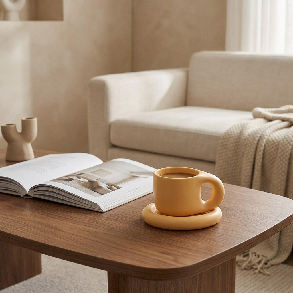 Ceramic Pastel Mug and Saucer