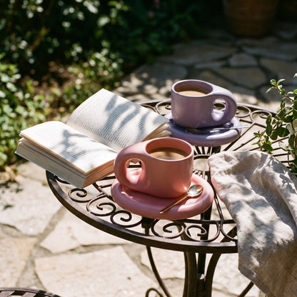 Ceramic Pastel Mug and Saucer