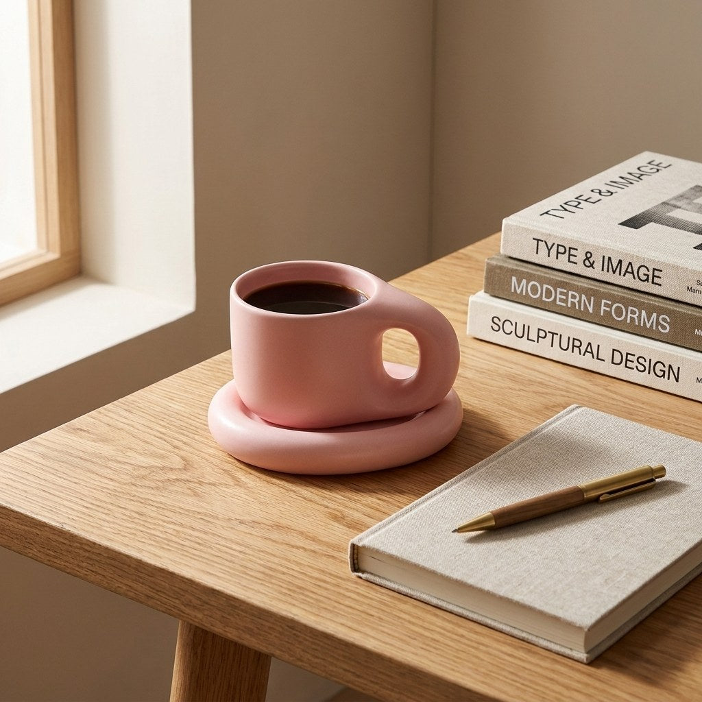 Ceramic Pastel Mug and Saucer