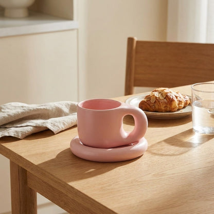 Ceramic Pastel Mug and Saucer