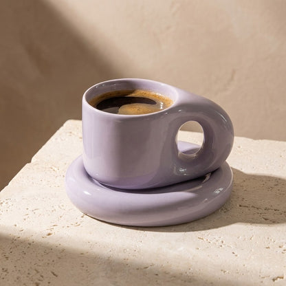 Ceramic Pastel Mug and Saucer