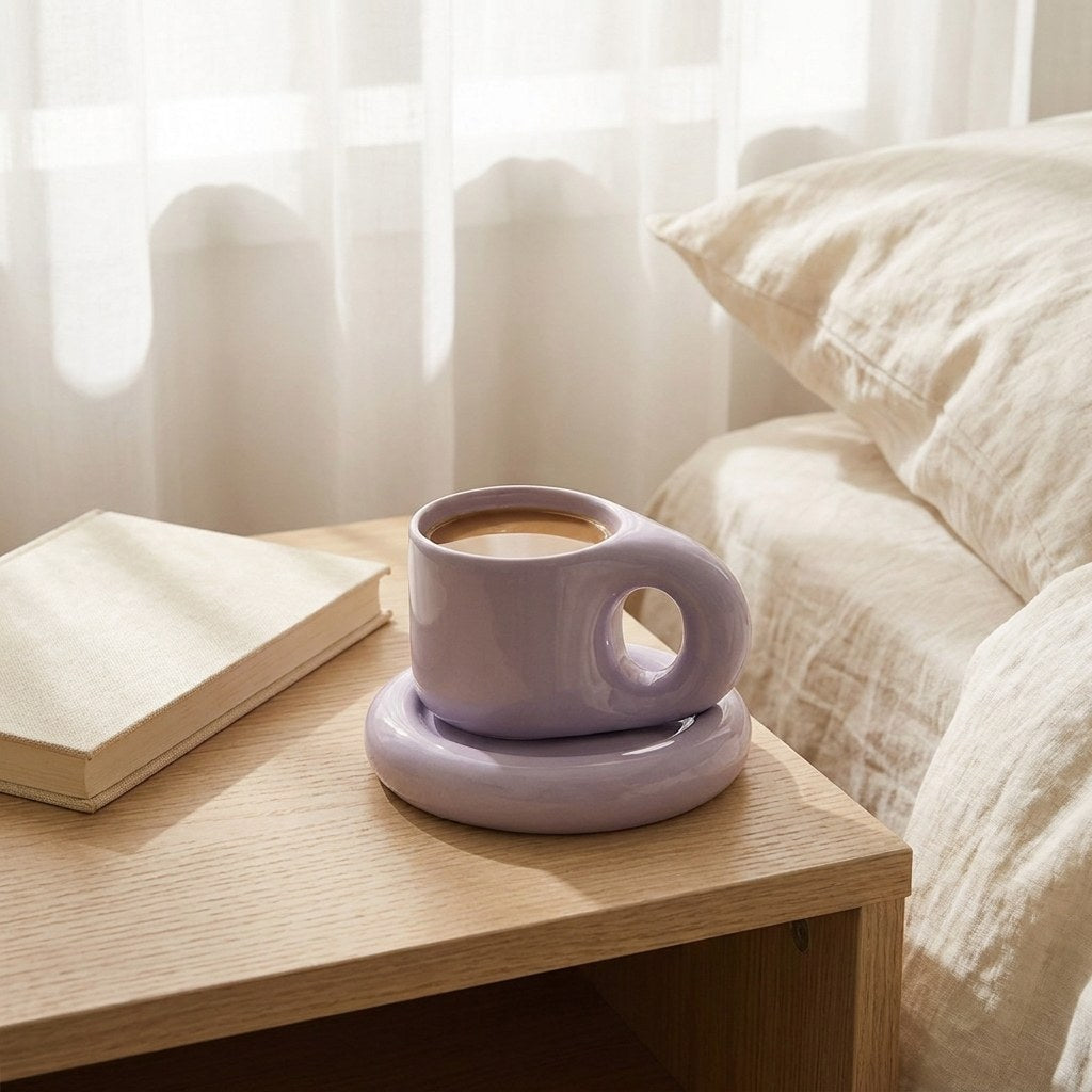 Ceramic Pastel Mug and Saucer