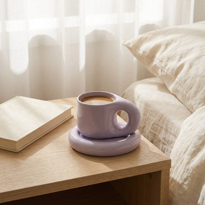 Ceramic Pastel Mug and Saucer