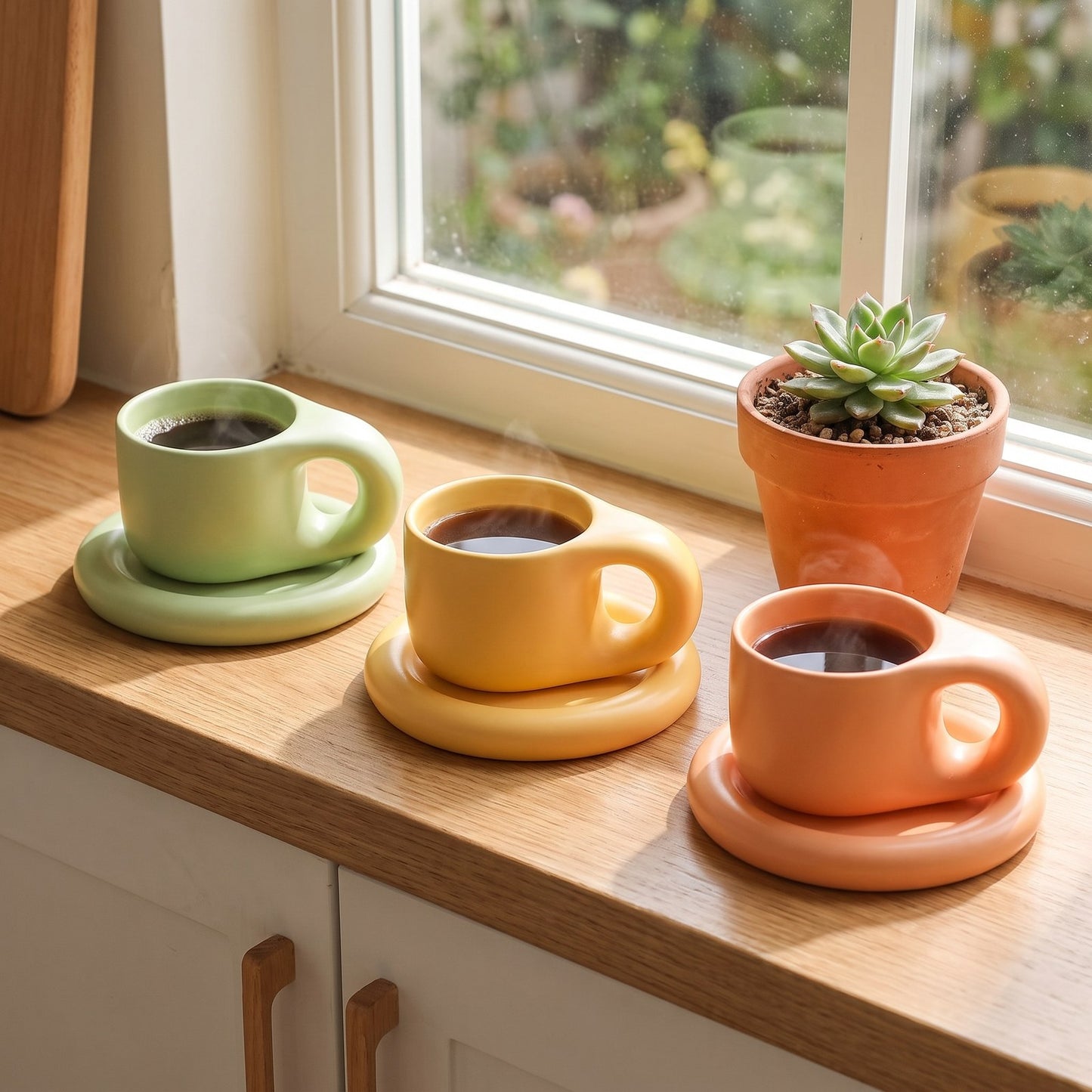 Ceramic Pastel Mug and Saucer