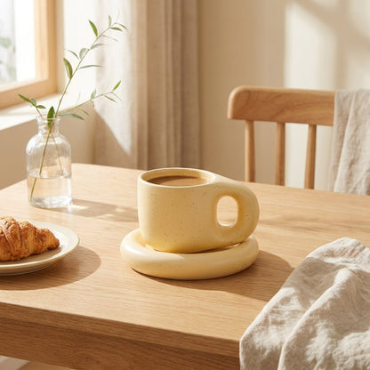 Ceramic Pastel Mug and Saucer