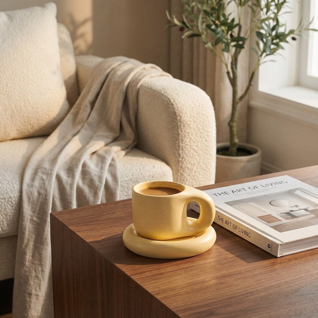 Ceramic Pastel Mug and Saucer