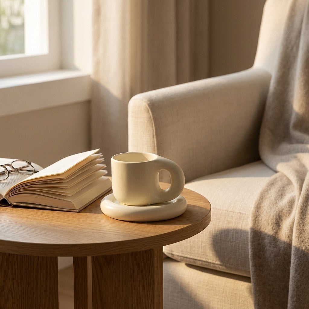 Ceramic Pastel Mug and Saucer