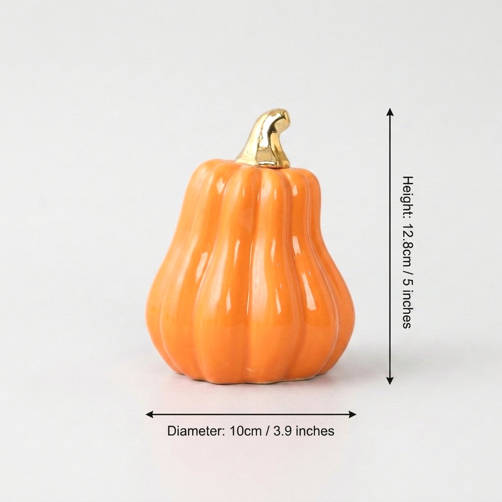 Orange gourd dimensions: 5in/12.8cm height, 3.9in/10cm diameter