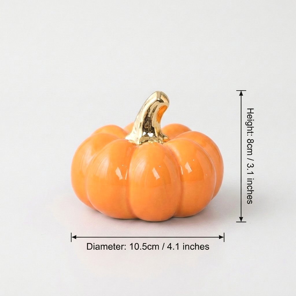 Small orange pumpkin dimensions: 3.1in/8cm height, 4.1in/10.5cm diameter
