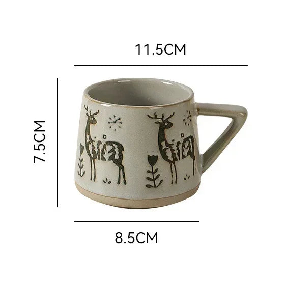 lassic ceramic mugs with a timeless design, perfect for any kitchen or dining room.