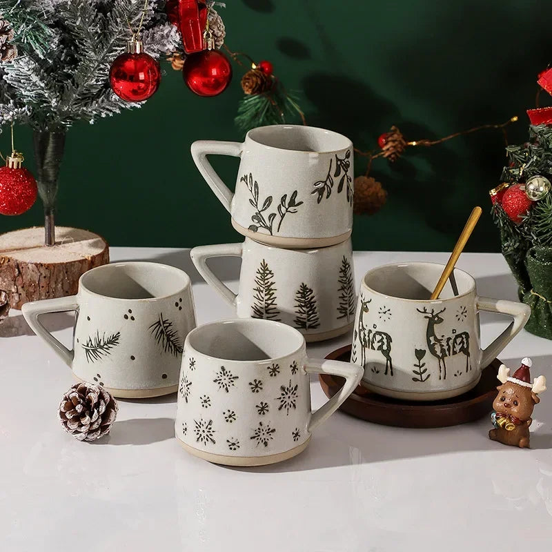 Stylish ceramic mugs, perfect for adding a cozy and personal touch to your kitchen.