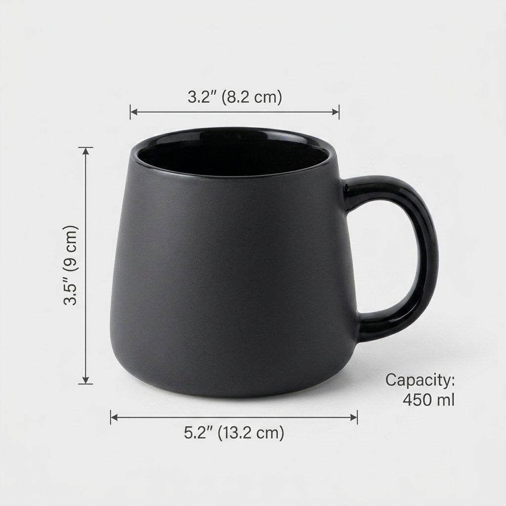 Charcoal Ceramic Mug Set with Spoon and Wood Coaster