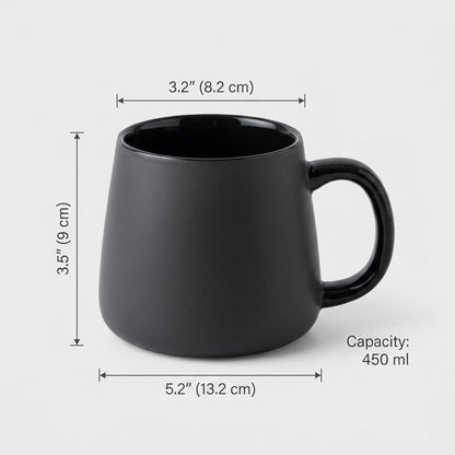 Charcoal Ceramic Mug Set with Spoon and Wood Coaster