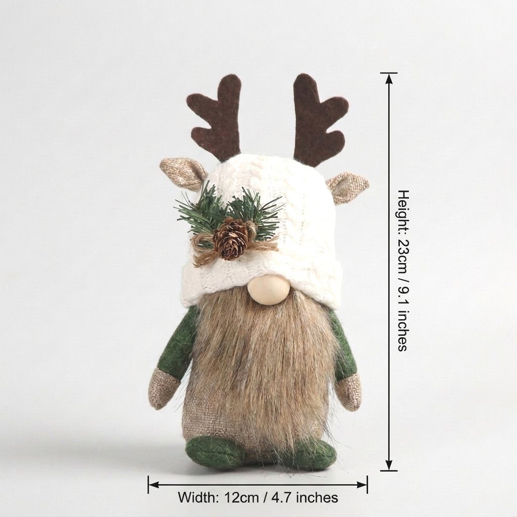 White hat gnome dimensions: 23cm/9.1in tall, 12cm/4.7in wide