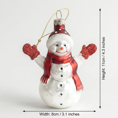 Snowman ornament dimensions: 11cm (4.3 in) tall, 8cm (3.1 in) wide