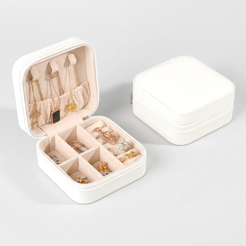 White jewelry organizer case product photo on a white background